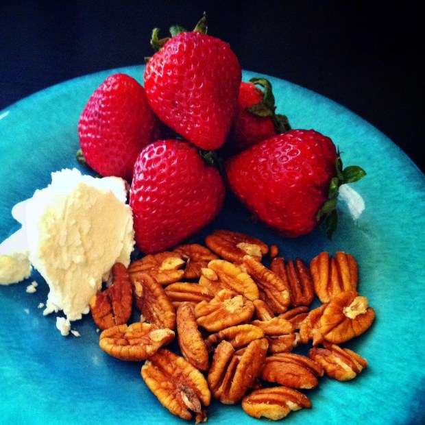 strawberries pecans goat cheese