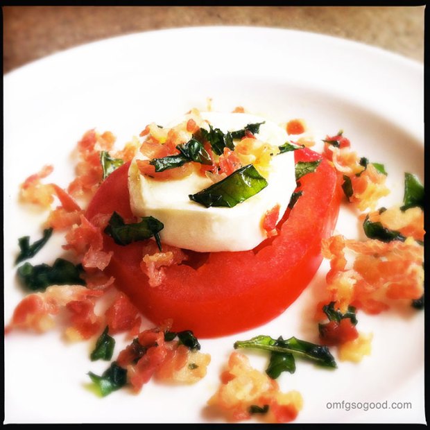 Caprese-Salad-with-Crispy-Basil-and-Pancetta-3
