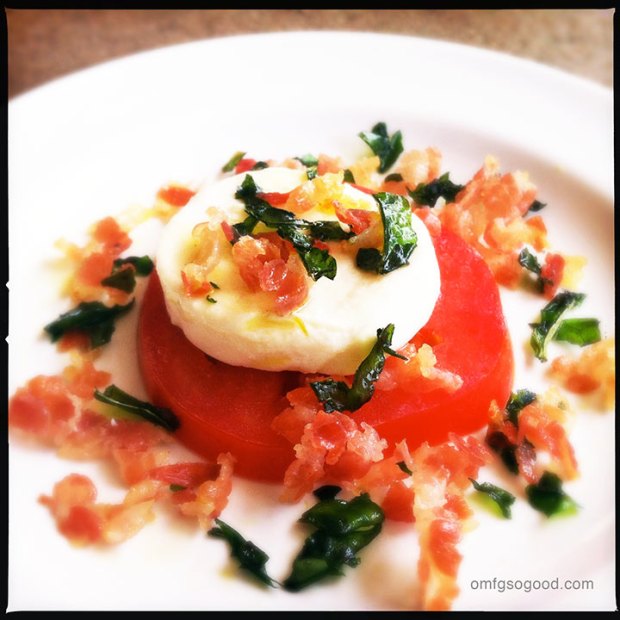 Caprese-Salad-with-Crispy-Basil-and-Pancetta
