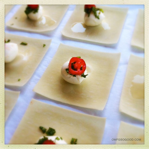 Caprese-Wontons